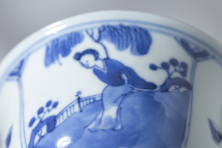 古玩陶瓷清晚·青花人物紋杯拍賣，當前價格864元