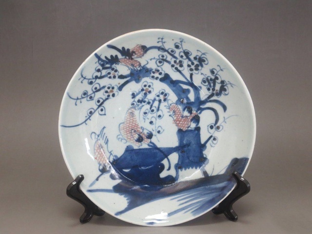 古玩陶瓷青花釉里紅喜上眉梢盤拍賣，當前價格1899元