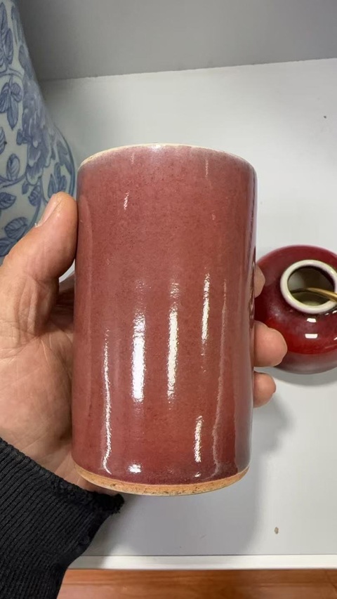 古玩陶瓷清霽紅筆筒拍賣,當前價格16000元