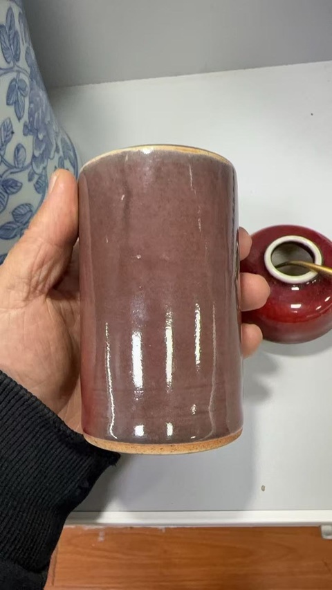 古玩陶瓷清霽紅筆筒拍賣,當前價格16000元