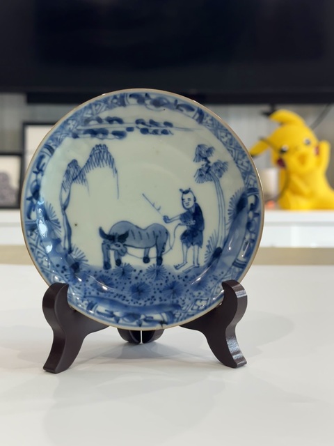 古玩陶瓷清康熙·青花牧牛圖人物盤拍賣，當(dāng)前價(jià)格1866元