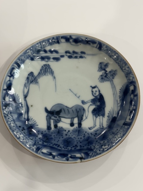 古玩陶瓷清康熙·青花牧牛圖人物盤拍賣，當(dāng)前價(jià)格1866元