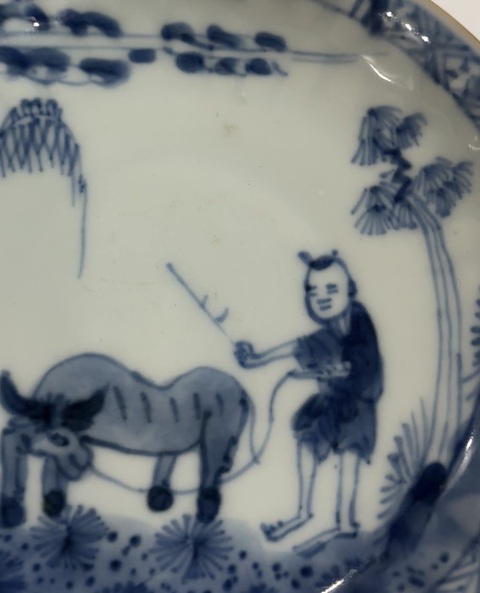 古玩陶瓷清康熙·青花牧牛圖人物盤拍賣，當(dāng)前價(jià)格1866元