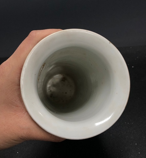 古玩陶瓷松石綠地粉彩人物故事劍筒拍賣，當前價格12000元