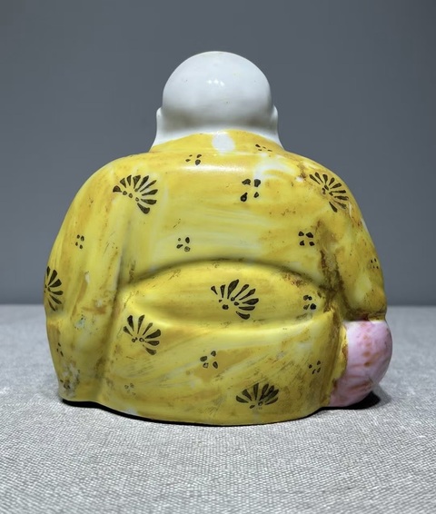 古玩陶瓷德化白瓷加彩彌勒佛坐像拍賣,當前價格25800元
