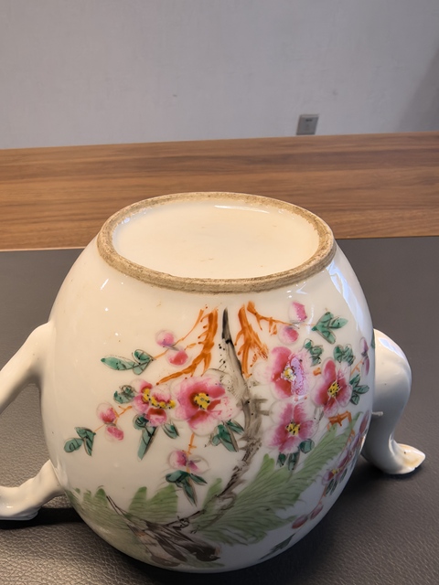 古玩陶瓷名家李順興粉彩花鳥詩文茶壺拍賣，當前價格450元