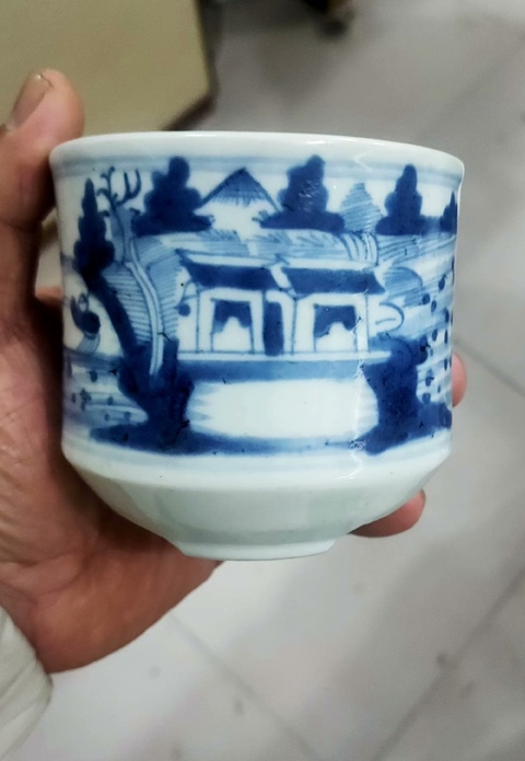 古玩陶瓷清中期青花山水人物紋香爐拍賣,當前價格1800元