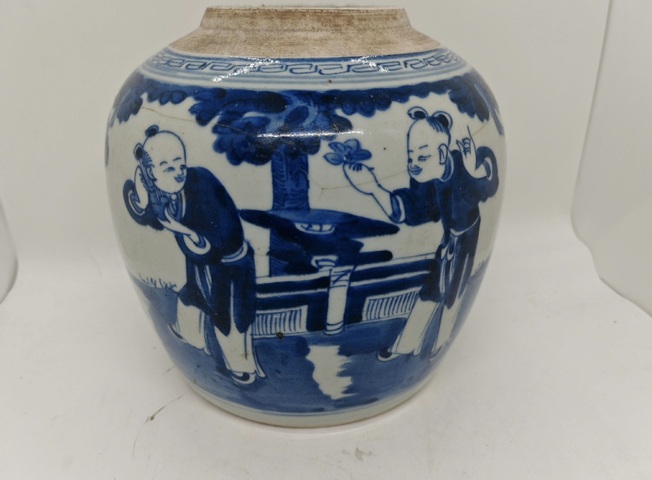 古玩陶瓷乾嘉青花嬰戲圖罐拍賣,當(dāng)前價(jià)格788元