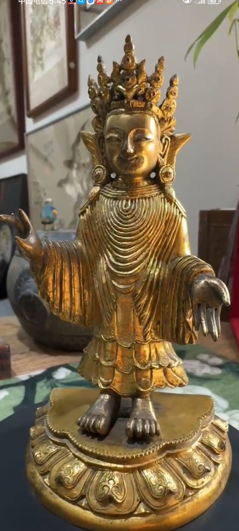 古玩銅器銅鎏金旃檀佛造像拍賣，當前價格119999元