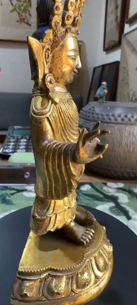 古玩銅器銅鎏金旃檀佛造像拍賣，當前價格119999元