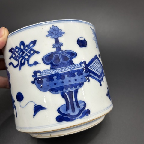 古玩陶瓷清康熙青花博古圖蓋缸拍賣,當前價格25800元
