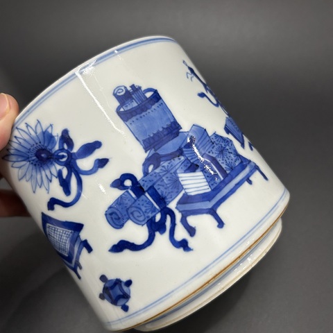 古玩陶瓷清康熙青花博古圖蓋缸拍賣,當前價格25800元