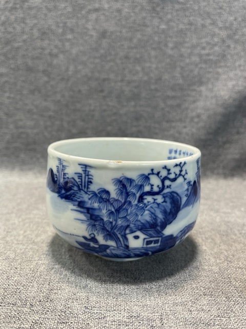 古玩陶瓷清中期青花內外詩畫章缽式碗拍賣，當前價格9888元