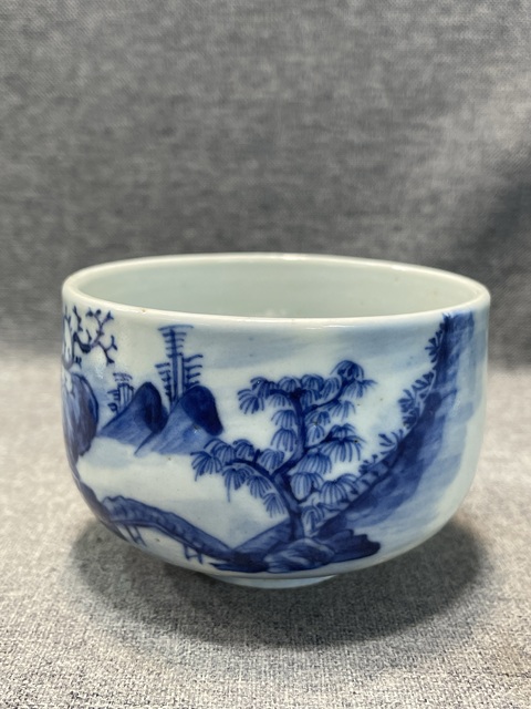 古玩陶瓷清中期青花內外詩畫章缽式碗拍賣，當前價格9888元