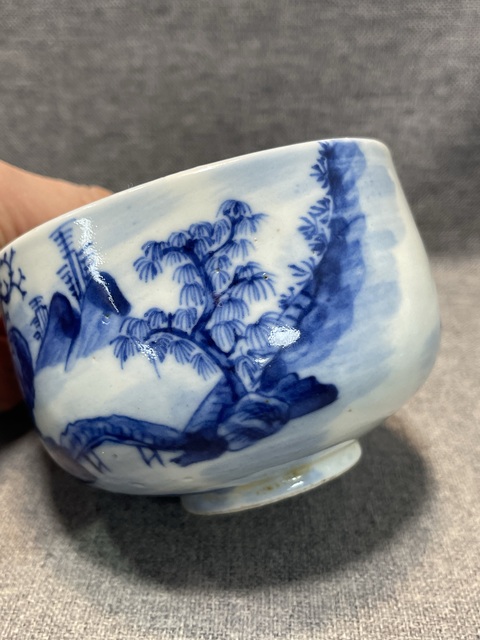 古玩陶瓷清中期青花內外詩畫章缽式碗拍賣，當前價格9888元