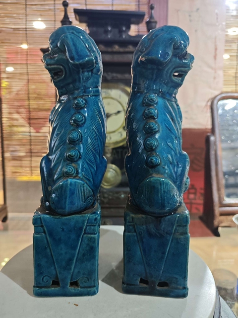 古玩陶瓷孔雀藍釉獅子擺件拍賣，當前價格1000元