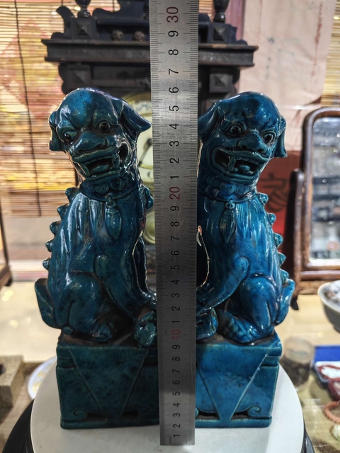 古玩陶瓷孔雀藍釉獅子擺件拍賣，當前價格1000元