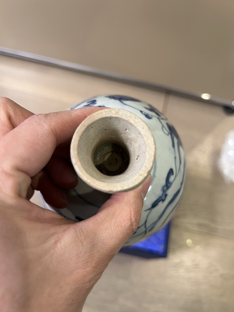 古玩陶瓷明 青花鳳紋暗刻高足杯拍賣，當前價格12000元