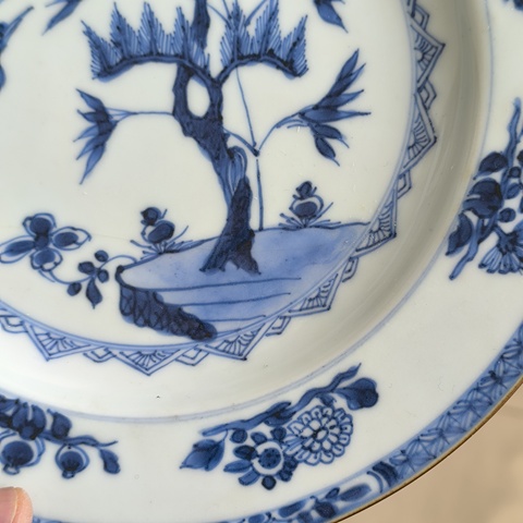 古玩陶瓷青花松鶴圖折沿盤拍賣,當前價格1600元