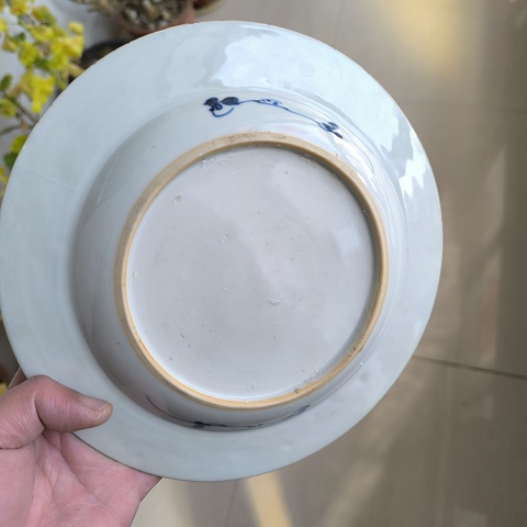 古玩陶瓷青花松鶴圖折沿盤拍賣,當前價格1600元