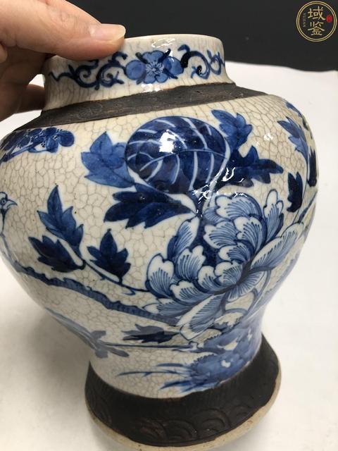 古玩陶瓷哥釉青花富貴白頭紋將軍罐拍賣,當前價格9800元