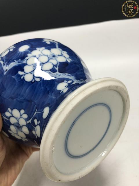 古玩陶瓷晚清·青花留白冰梅紋蓋罐拍賣，當前價格5888元