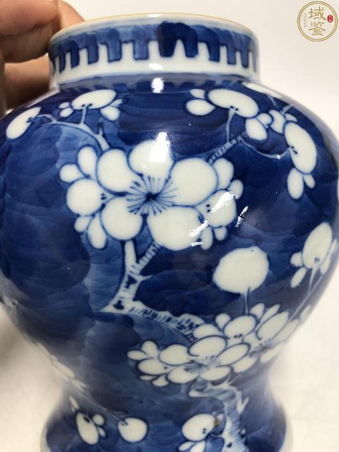 古玩陶瓷晚清·青花留白冰梅紋蓋罐拍賣，當前價格5888元