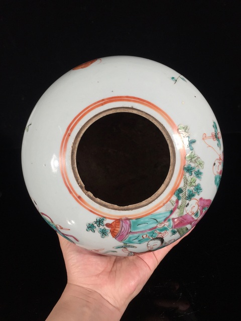 古玩陶瓷清·同治麒麟送子粉彩大罐拍賣，當前價格2400元