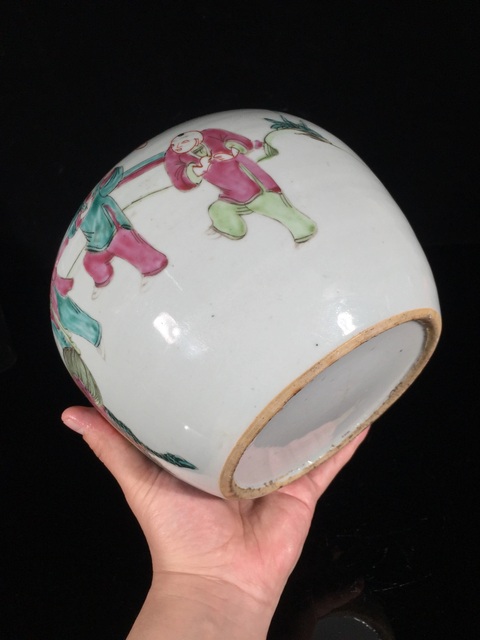 古玩陶瓷清·同治麒麟送子粉彩大罐拍賣，當前價格2400元