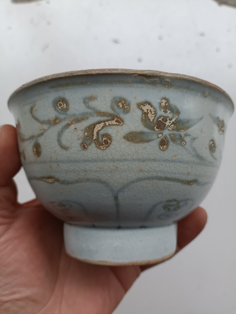 古玩陶瓷元青花花卉紋碗拍賣,當前價格999元