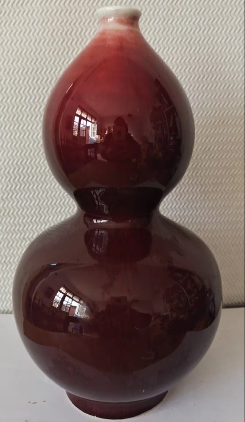 古玩陶瓷精美創匯時期紅釉葫蘆瓶拍賣，當前價格358元