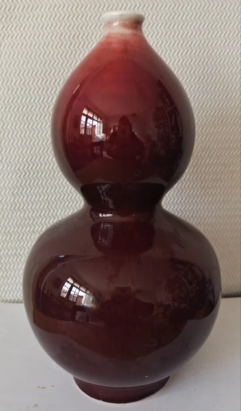 古玩陶瓷精美創匯時期紅釉葫蘆瓶拍賣，當前價格358元