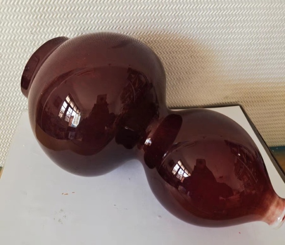 古玩陶瓷精美創匯時期紅釉葫蘆瓶拍賣，當前價格358元