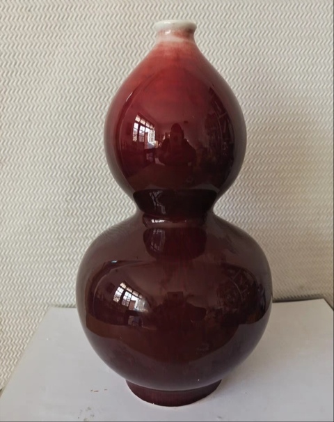 古玩陶瓷精美創匯時期紅釉葫蘆瓶拍賣，當前價格358元