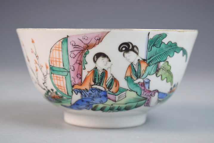 古玩陶瓷民國粉彩侍女詩文碗一組三只真品鑒賞圖
