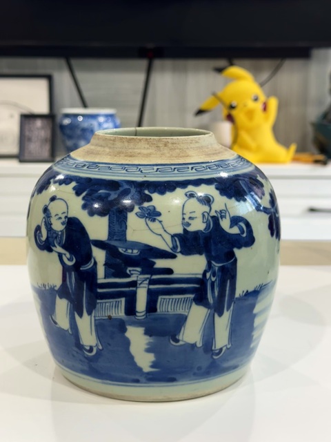 古玩陶瓷乾嘉青花嬰戲圖罐拍賣,當(dāng)前價(jià)格788元