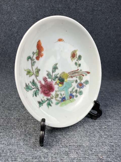 古玩陶瓷粉彩鳳凰牡丹紋盤拍賣,當前價格1068元