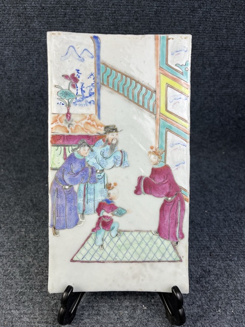 古玩陶瓷粉彩福在眼前故事紋瓷板拍賣,當前價格6888元