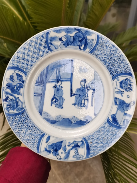 古玩陶瓷康熙:青花人物故事盤拍賣，當前價格6500元