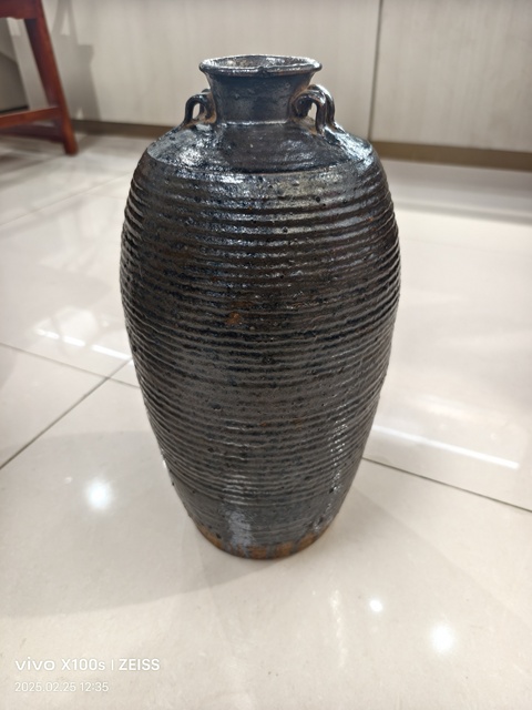 古玩陶瓷黑釉四系梅瓶拍賣，當前價格1288元