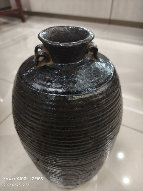 古玩陶瓷黑釉四系梅瓶拍賣，當前價格1288元