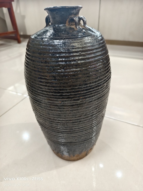 古玩陶瓷黑釉四系梅瓶拍賣，當前價格1288元