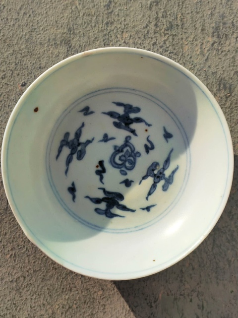 古玩陶瓷明弘治青花壬字云紋臥足洗拍賣,當前價格5000元
