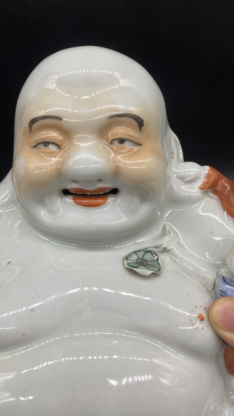 古玩陶瓷（保真卡）粉彩五子登科彌勒佛像拍賣，當前價格6388元