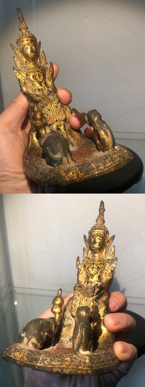 古玩銅器十九世紀(jì)·銅漆金 釋迦佛訓(xùn)象 造像拍賣，當(dāng)前價(jià)格6500元