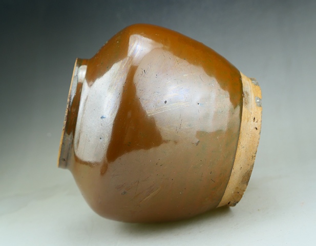 古玩陶瓷明代晚期耀州窯柿紅釉茶葉蓋罐拍賣,當前價格1888元