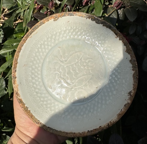 古玩陶瓷青白釉蓮池雙魚回紋洗拍賣，當前價格6800元