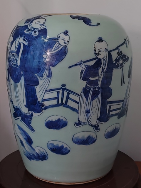 古玩陶瓷豆青釉高加白五子奪魁紋冬瓜罐拍賣,當(dāng)前價(jià)格2800元