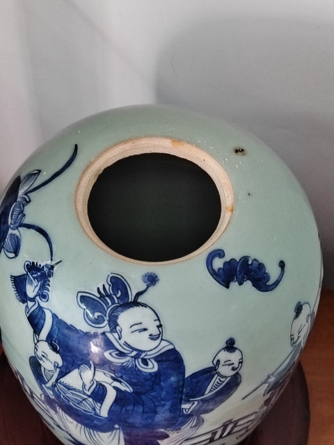 古玩陶瓷豆青釉高加白五子奪魁紋冬瓜罐拍賣,當(dāng)前價(jià)格2800元