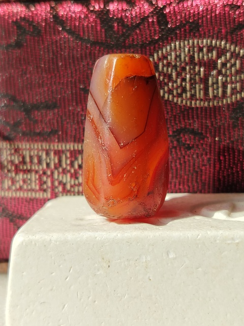 古玩玉器紅瑪瑙多棱珠吊墜拍賣,當(dāng)前價(jià)格66元